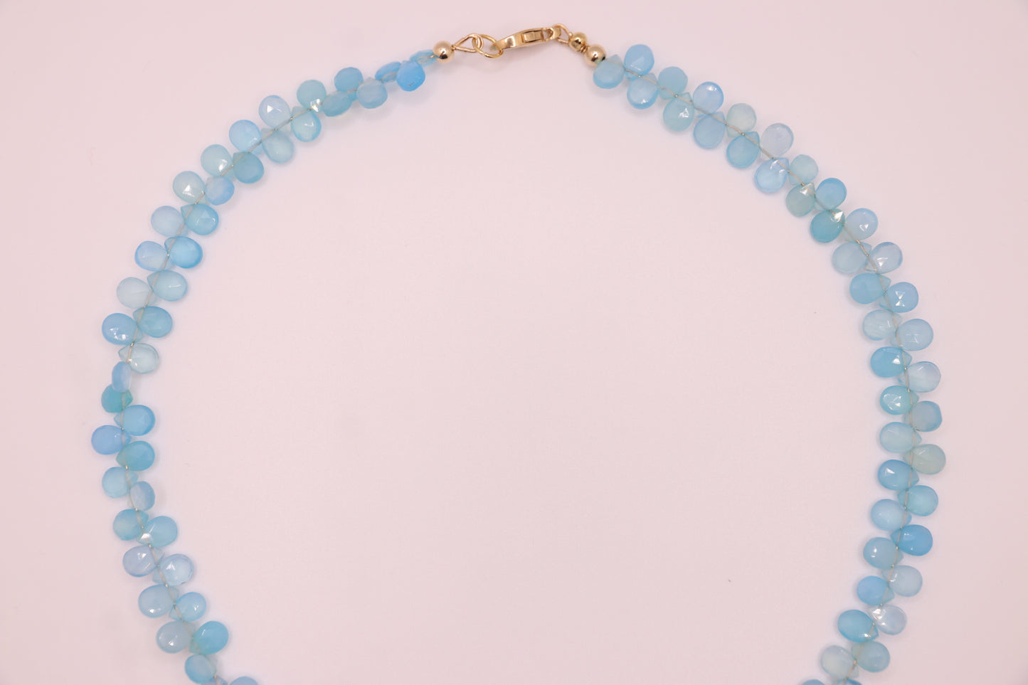 Moonlit Blue |Choker Necklace, Blue Chalcedony Faceted Pear, 14K Gold Filled.