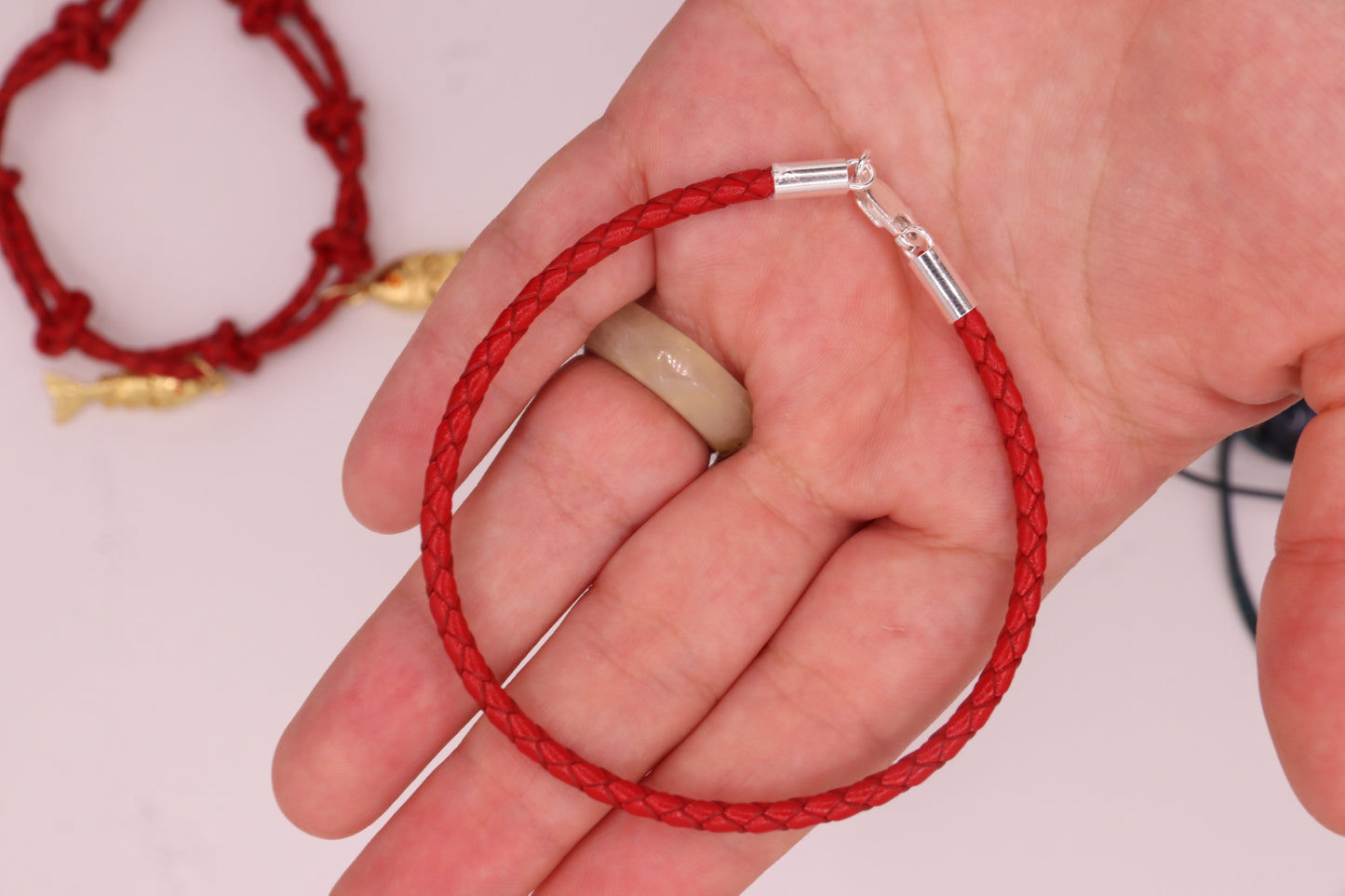 Rouge Héritage | Bracelet | 925 Silver, Red Leather.