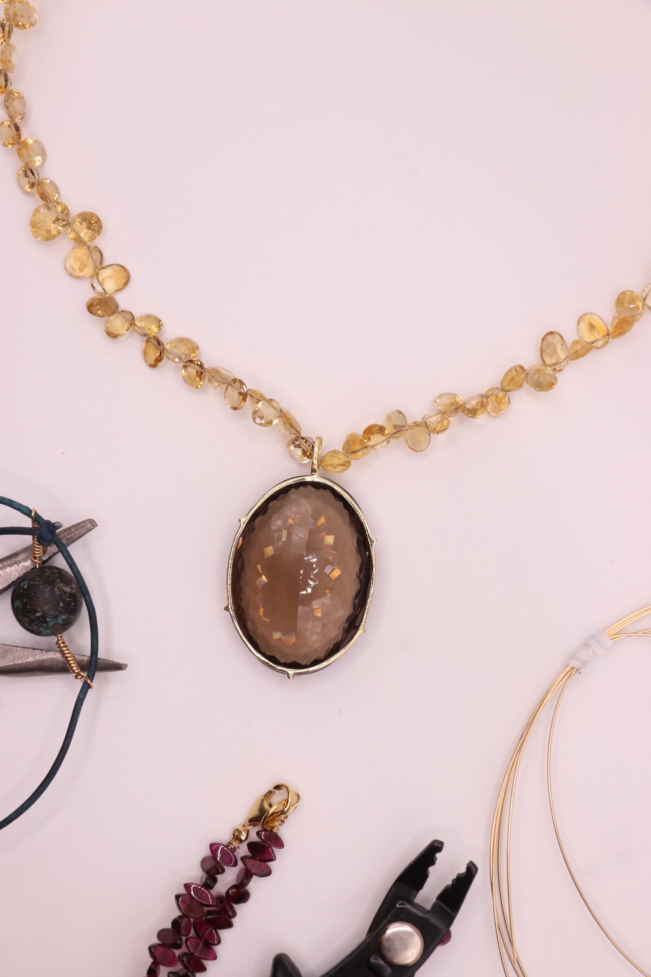 Debut  | Necklace | Black Quartz, Citrine, 14K Gold Filled
