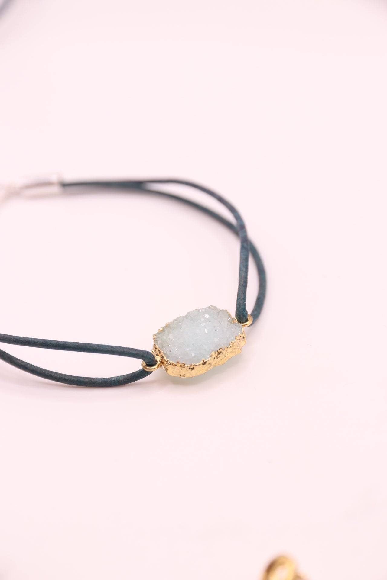 Uranus | Bracelet | 925 Silver, Quartz, Blue Leather.