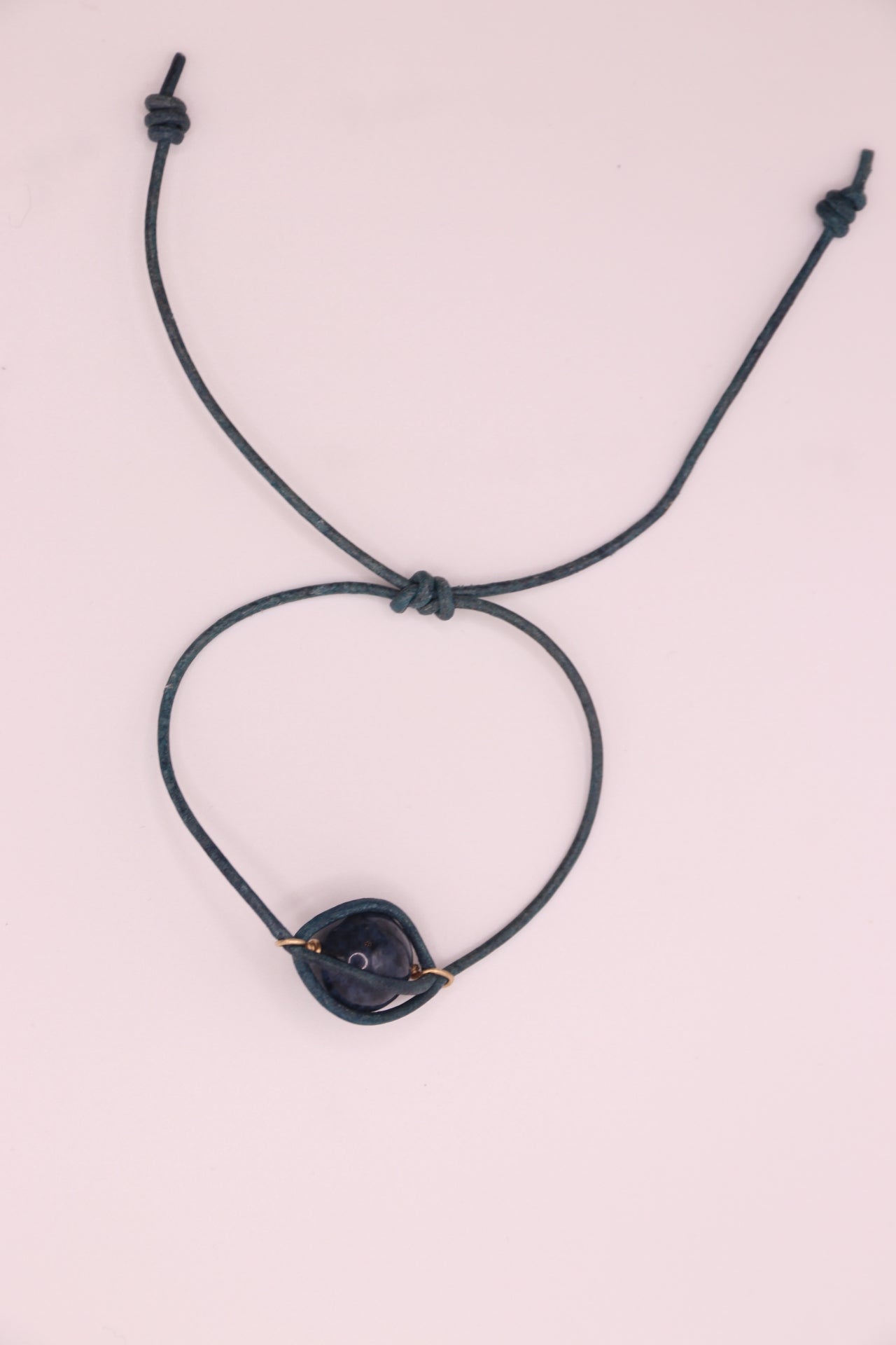 Eternal Knot | Bracelet| Blue Leather, Blue Agata.