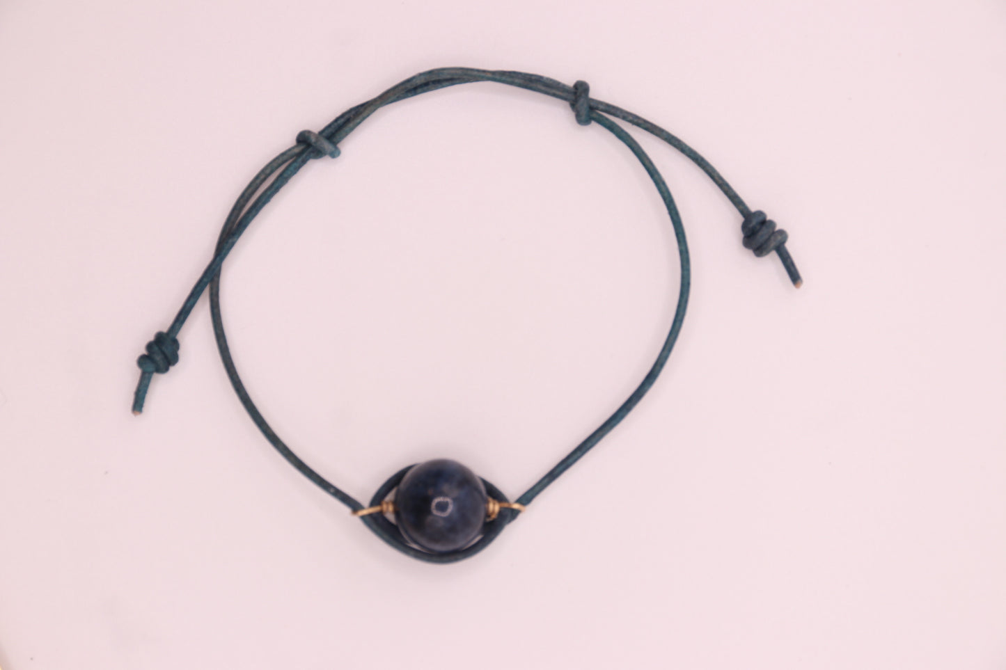 Eternal Knot | Bracelet| Blue Leather, Blue Agata.