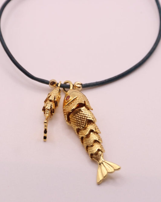 Twins | Bracelet | 18K Gold-filled, Blue Leather