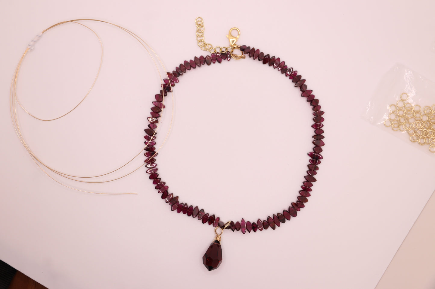Garnet Birthstone | Choker Necklace, Garnet Smooth Marquise, 14K Gold Filled